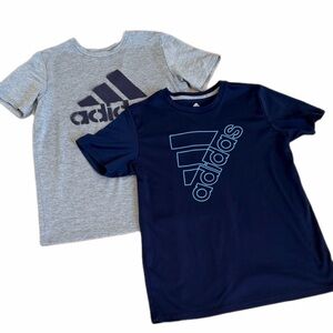 Adidas Kids' Gray and Dark Blue Knit Tees Size L 14/16